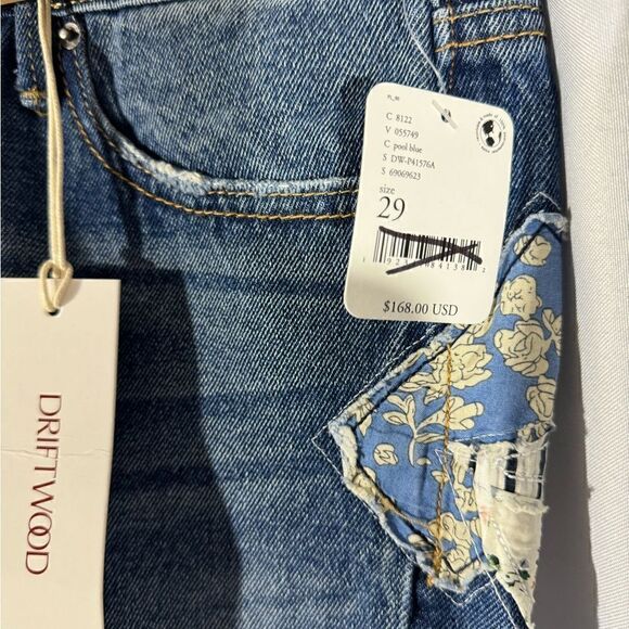 DRIFTWOOD FARRAH FLARE PATCH UP JEANS NWT POOL BLUE - Picture 9 of 9